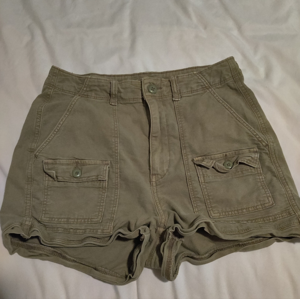 American Eagle Olive Green High Waisted Utility Shorts